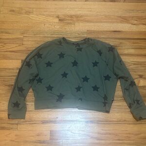 Terez Olive Green Sweatshirt with Black Star Print